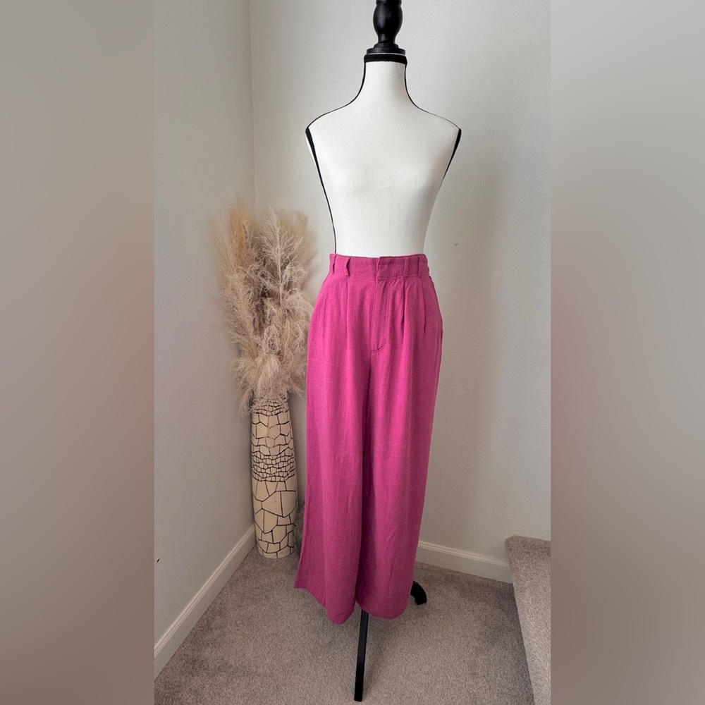 Z Supply Women's Linen Blend Pink Trousers - XS